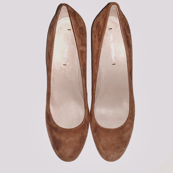 Wedge Via Spiga Brown Suede Round Toe Size 10M - Picture 2 of 5